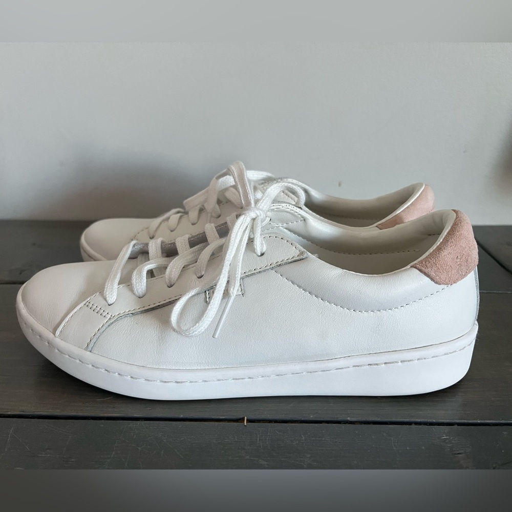 Keds Ace leather sneakers, size 6.5. White with pink detail.